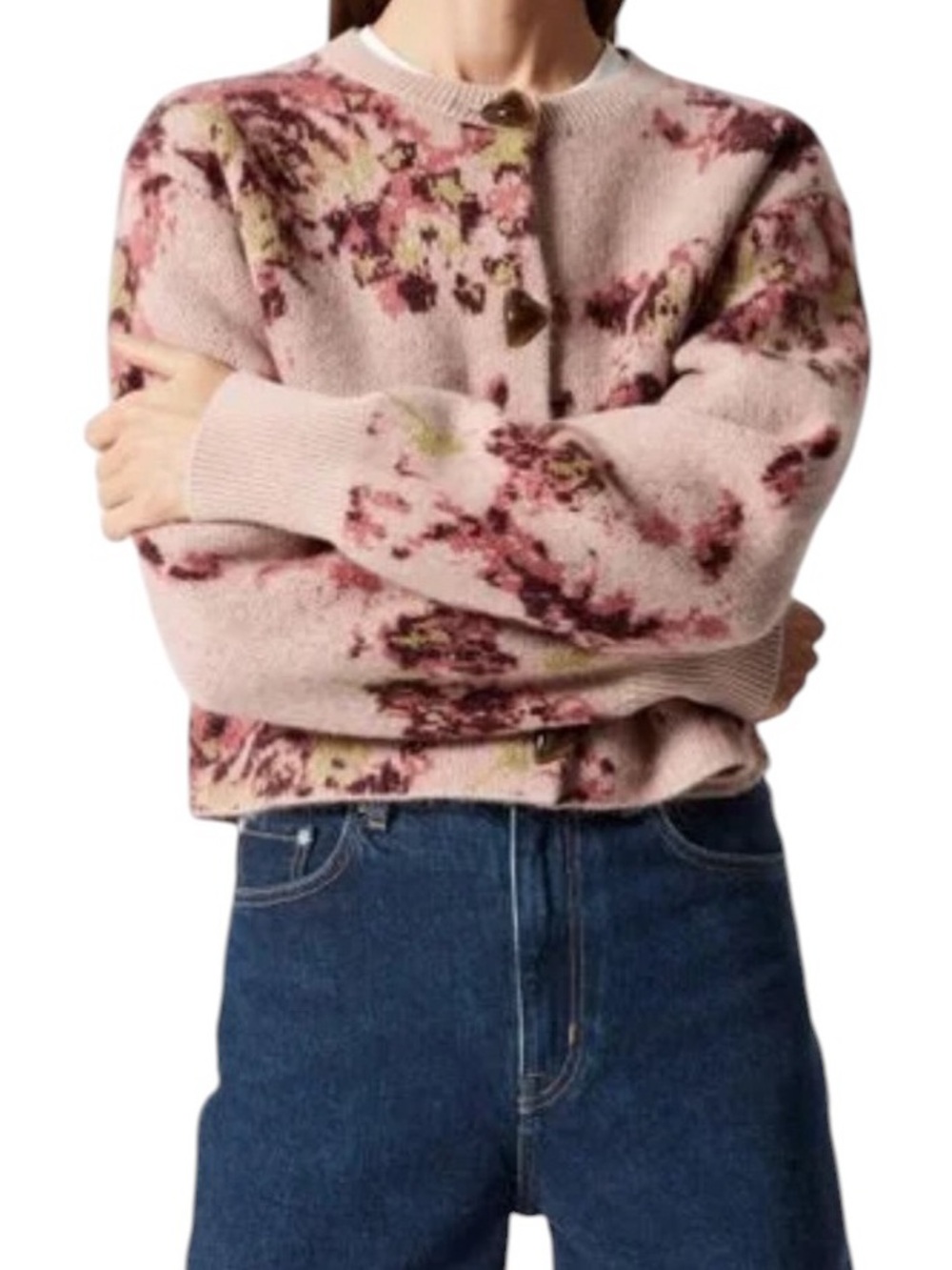 & Other Stories Floral Jacquard Cardigan NWT Size Medium Mohair Wool Knit - Picture 8 of 8